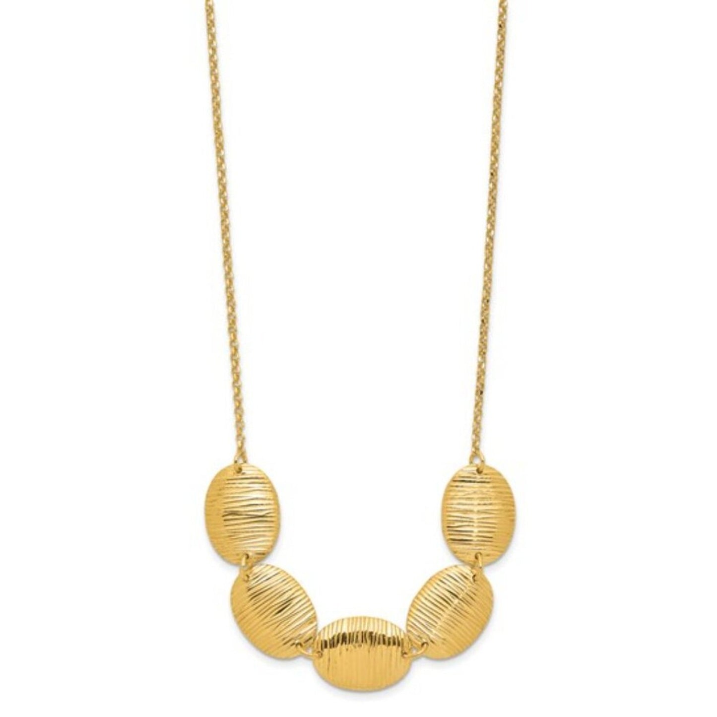 Leslie's Italian Sterling Silver Gold-Tone Textured Oval Necklace