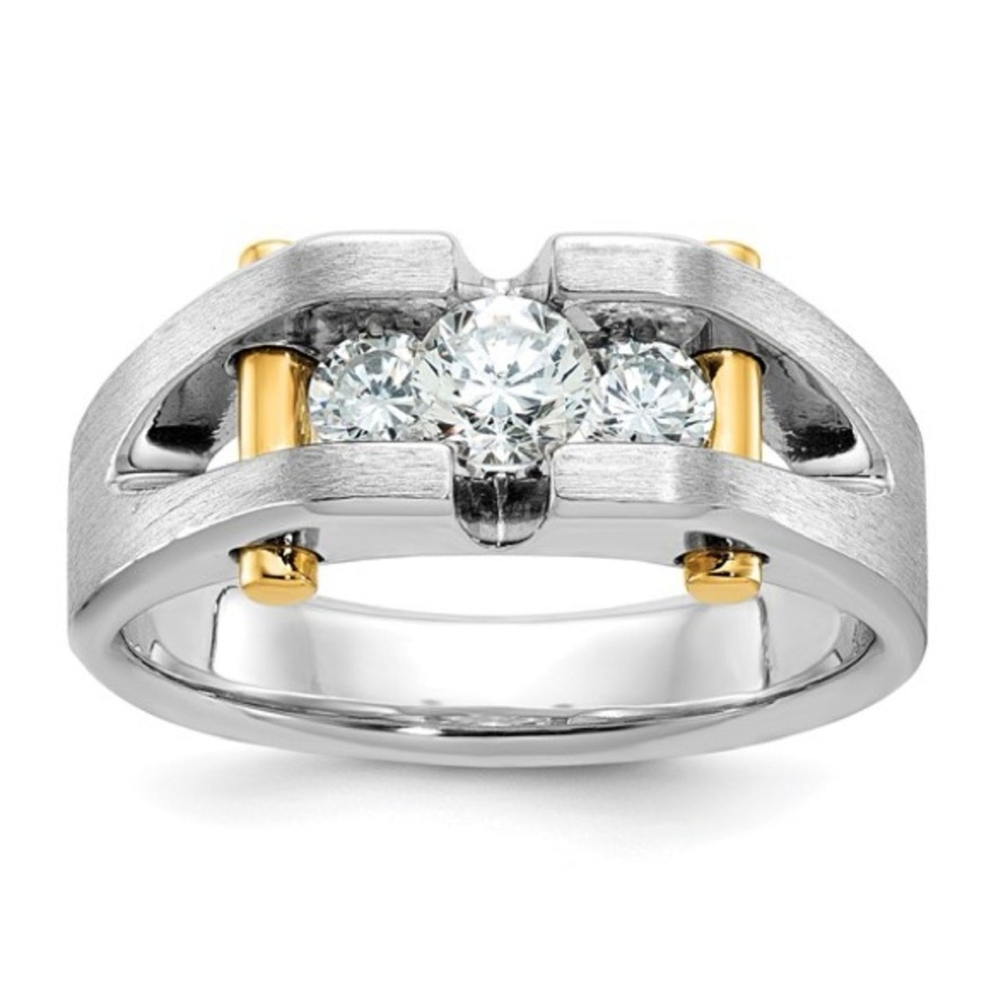 IBGoodman 14K Two-Tone Men’s 3-Stone Diamond Ring (0.776 CTW, Lab Grown)