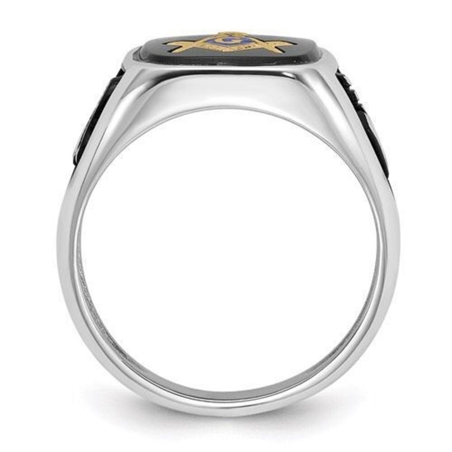 14k White Gold and Onyx Masonic Ring