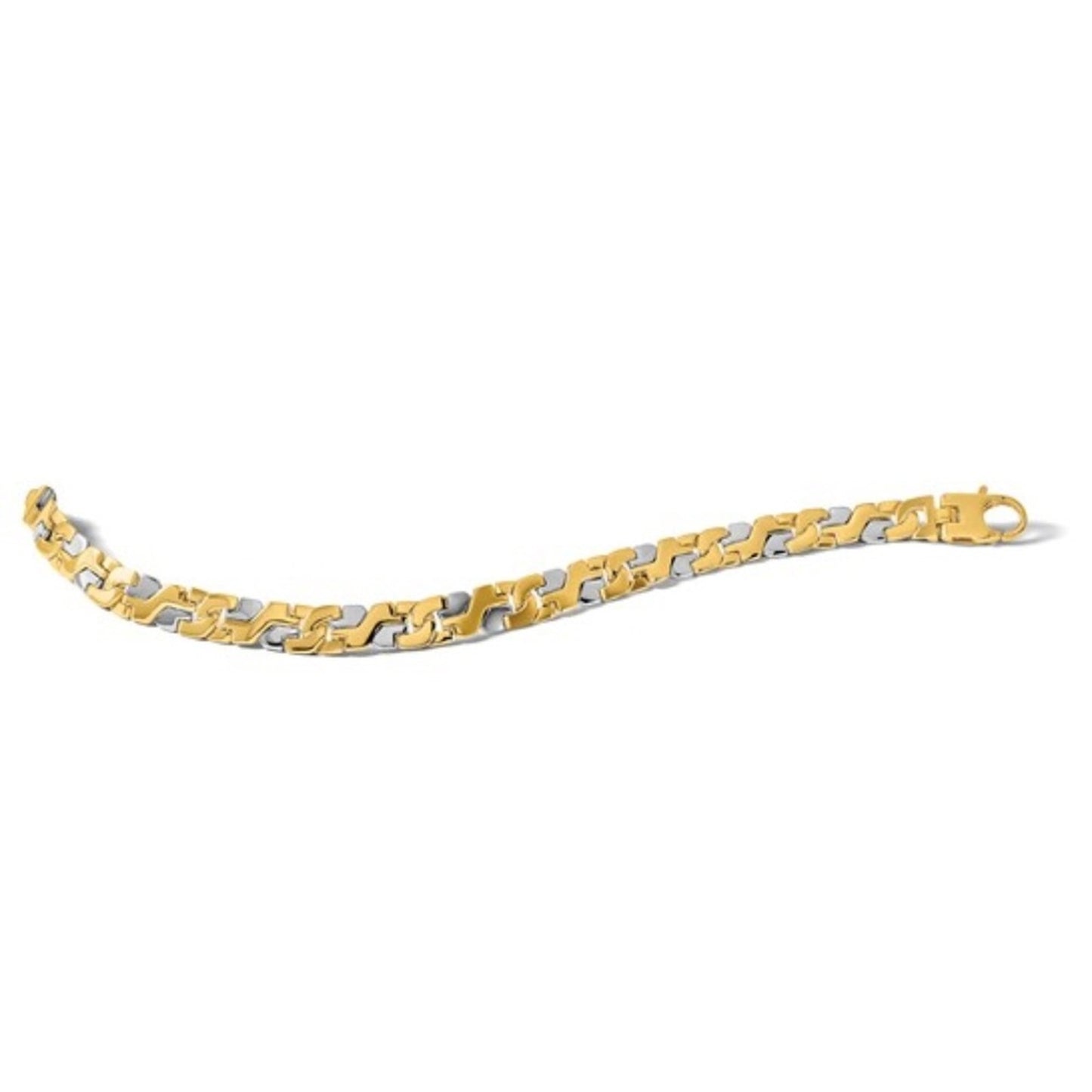 Solid 10K Two-Tone Gold 8.8mm Fancy Link Men’s Bracelet - 9" 32.67g