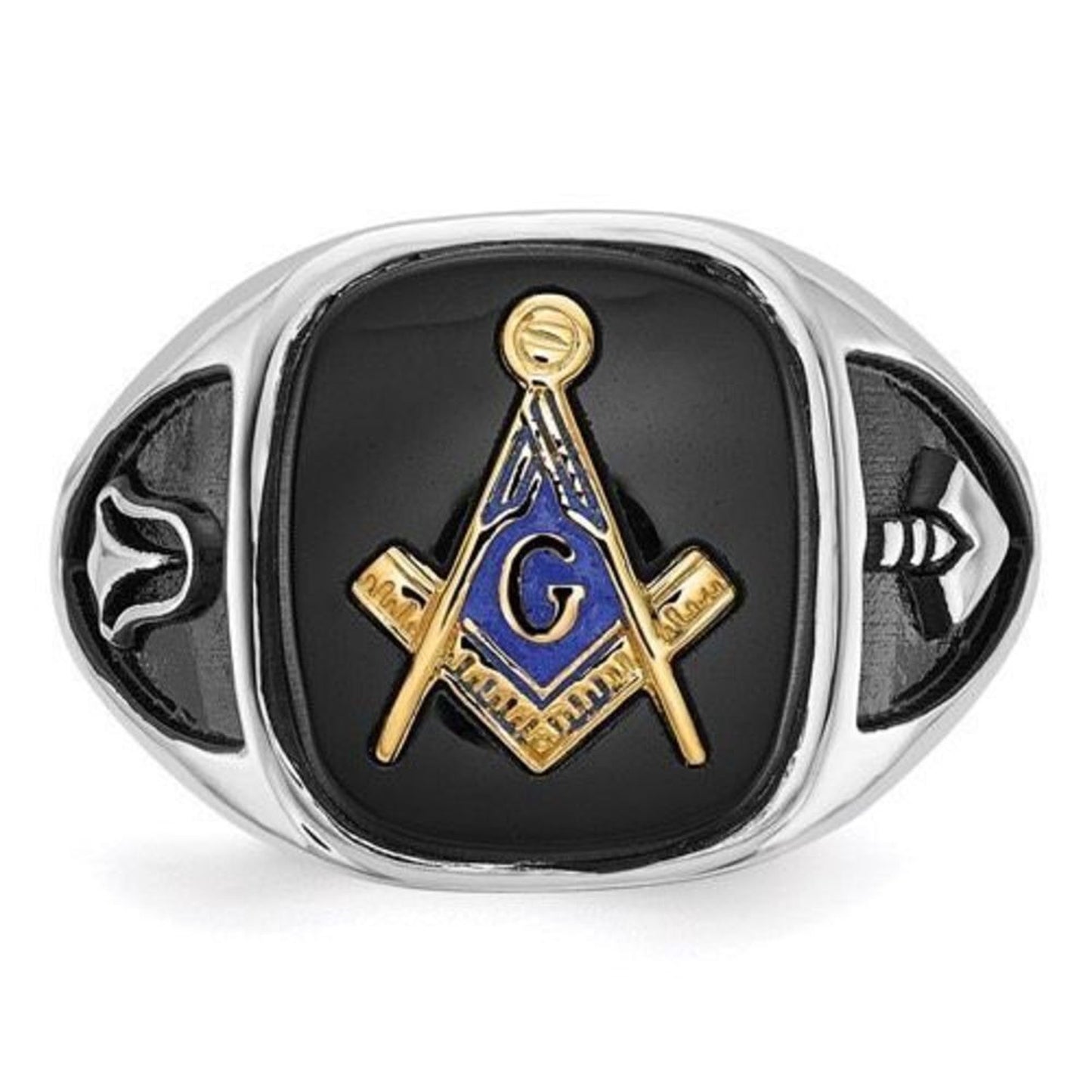 14k White Gold and Onyx Masonic Ring