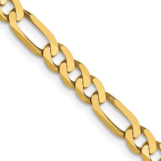 14k Gold 24 inch Flat Figaro Chain, 4mm wide