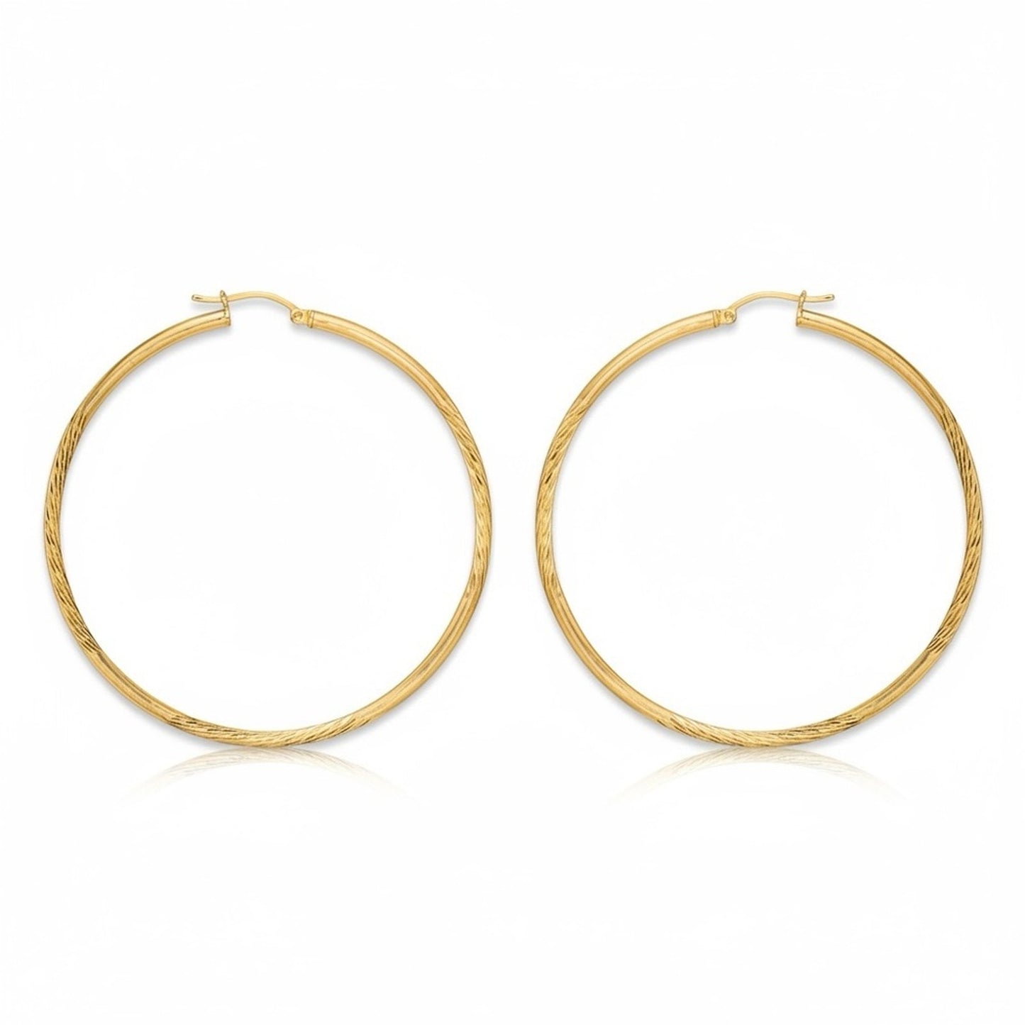 NWT 67mm Oversized Diamond-Cut Hoop Earrings 14k Gold Plated Sterling Silver