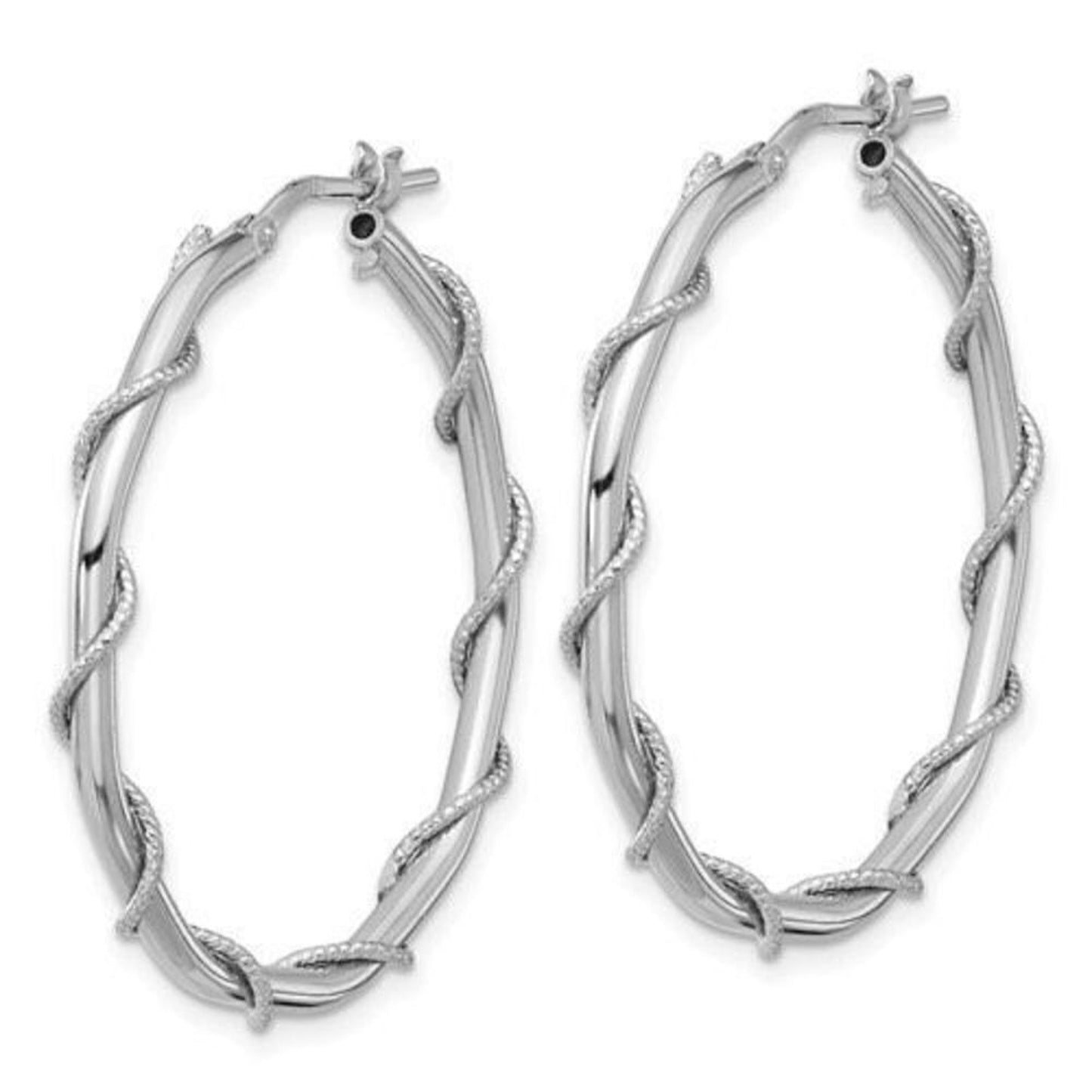 Leslie's Sterling Silver Polished/Textured/Twisted Hoop Earrings