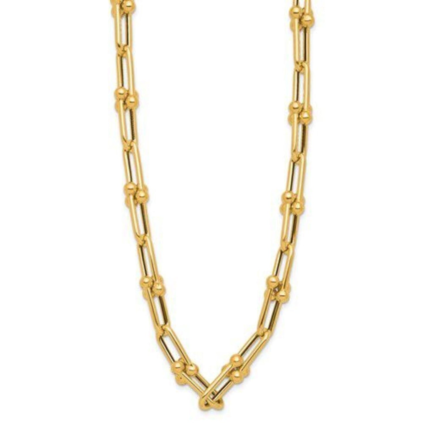 New 14K Gold Polished Fancy Open Link Necklace, By Leslies Jewelry