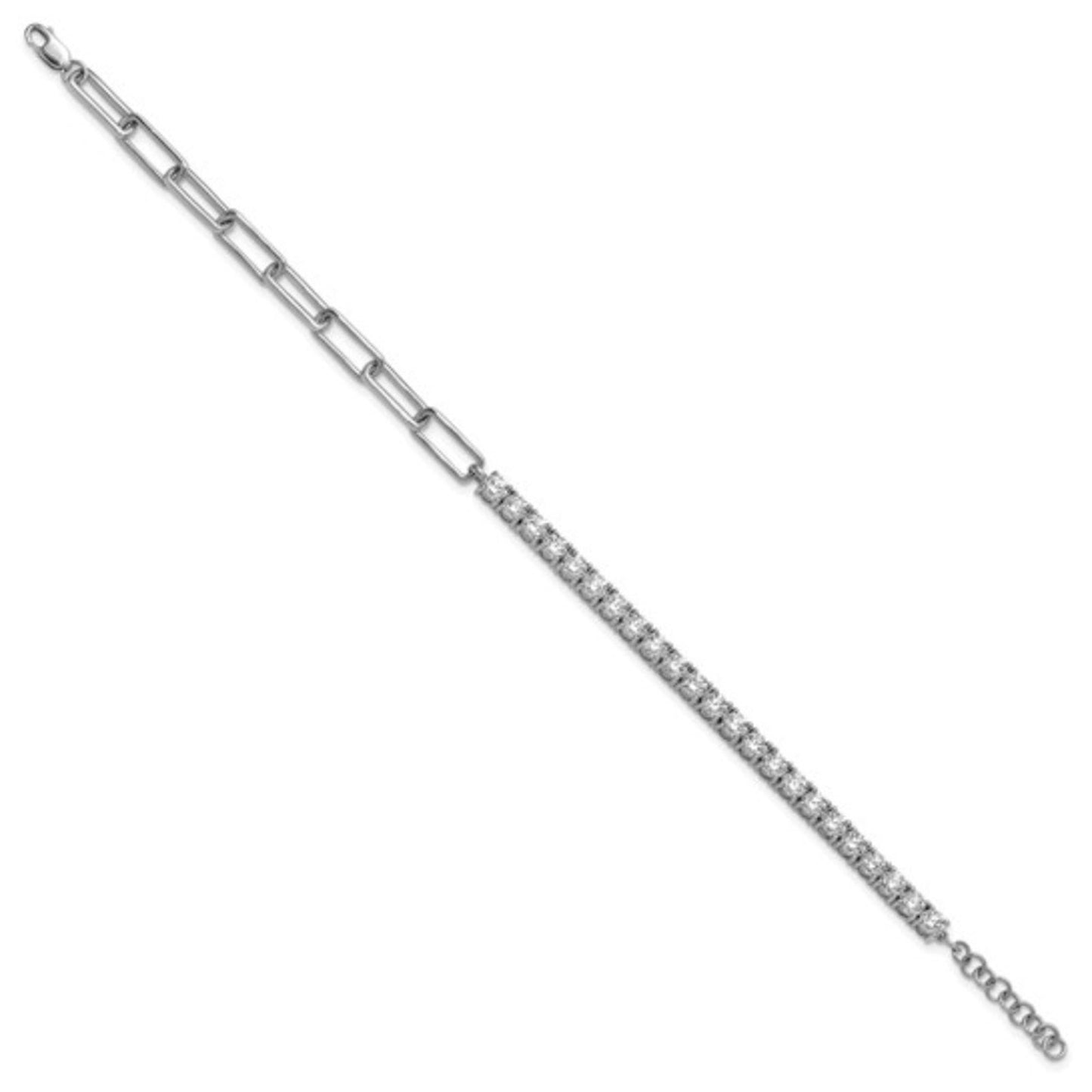 14k White Gold 3 3/4ct Lab Grown Diamond Half Paperclip Tennis Bracelet