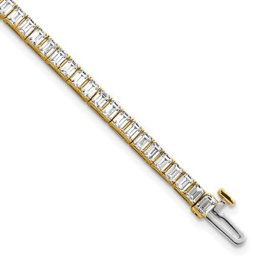 14K Yellow Gold 7ct Lab-Grown Diamond Tennis Bracelet – Bezel Set, 7"