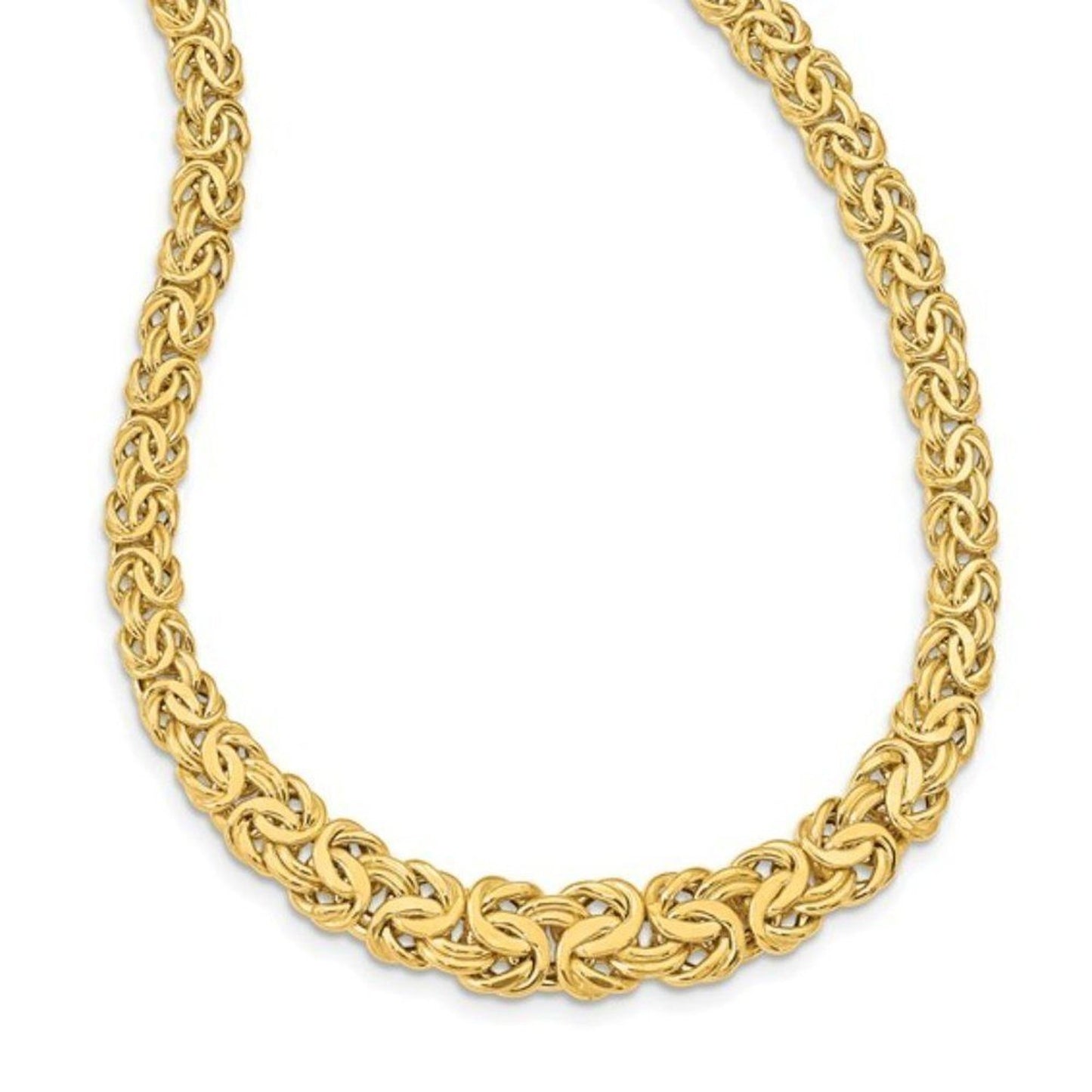14k Gold Graduated Byzantine Necklace, Brand New-