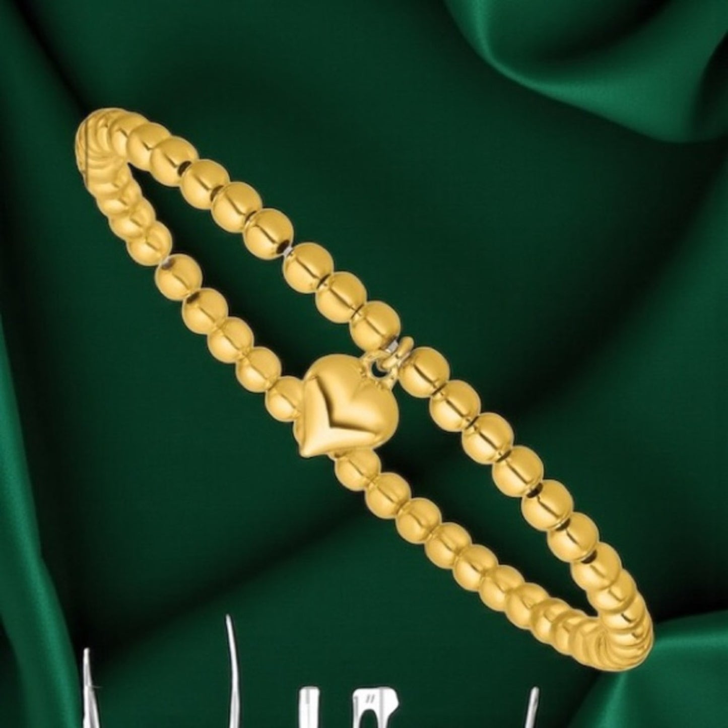 Stylish Gold Beaded Bracelet with heart charm