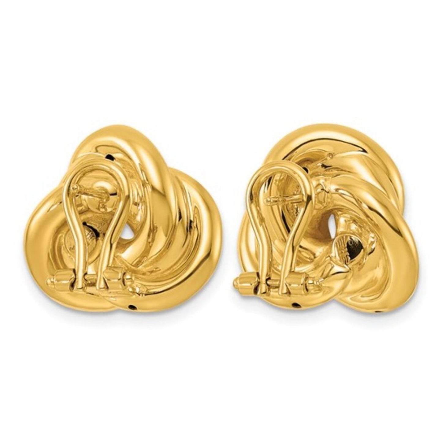 Herco 14K Yellow Gold Polished Love Knot Omega Back Earrings - Italy