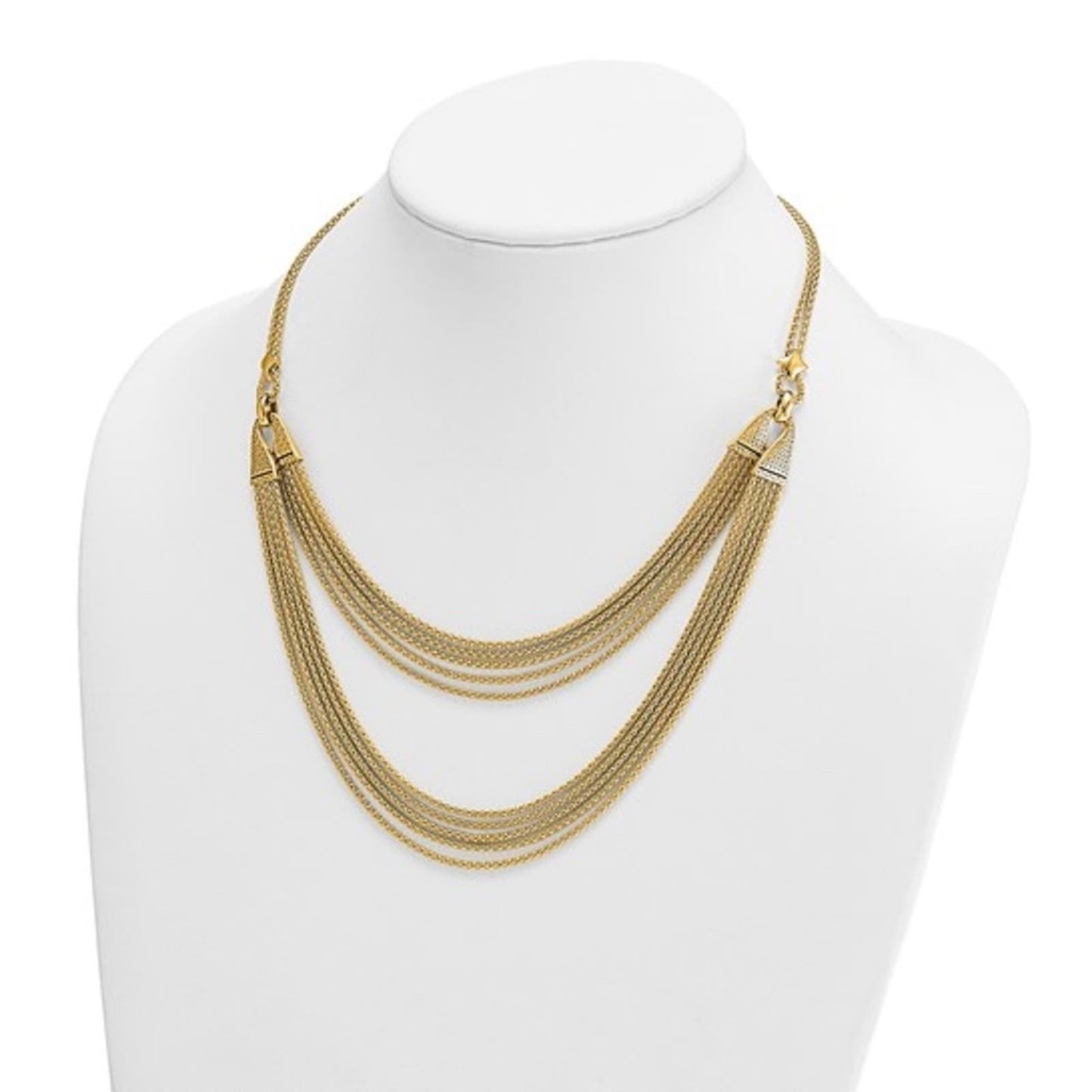 Herco 14K Polished Fancy Multi-Strand Popcorn Chain Necklace