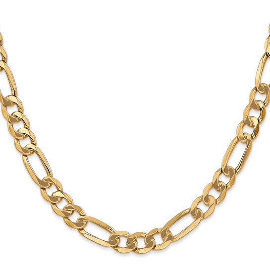 Leslie’s 14K Yellow Gold 24" Flat Figaro Chain – 7mm, Solid, 34.3g, Lifetime Guarantee