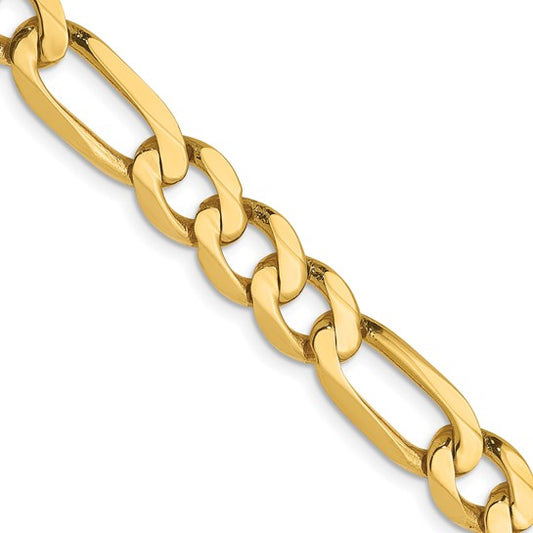Leslie’s 14K Yellow Gold 24" Flat Figaro Chain – 7mm, Solid, 34.3g, Lifetime Guarantee