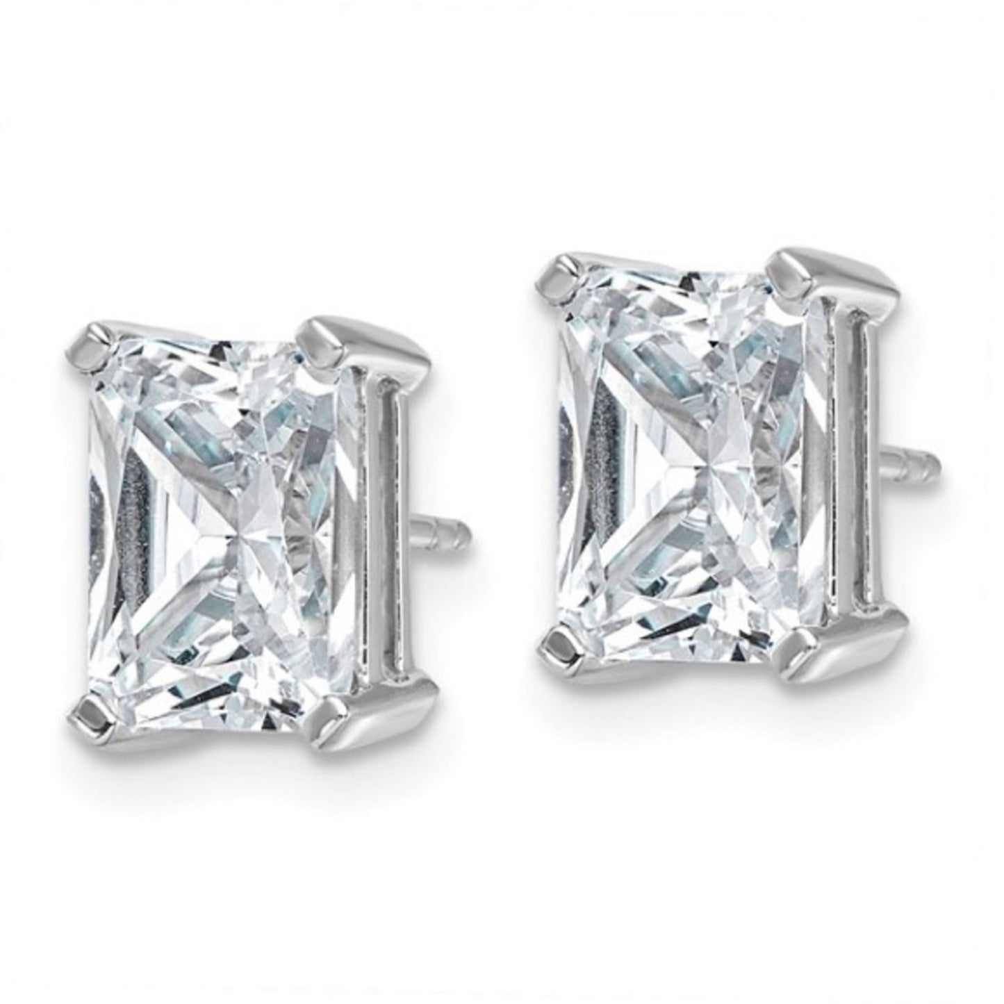 5 Carat Radiant Cut Lab Grown Diamond Earrings 14K White Gold Studs