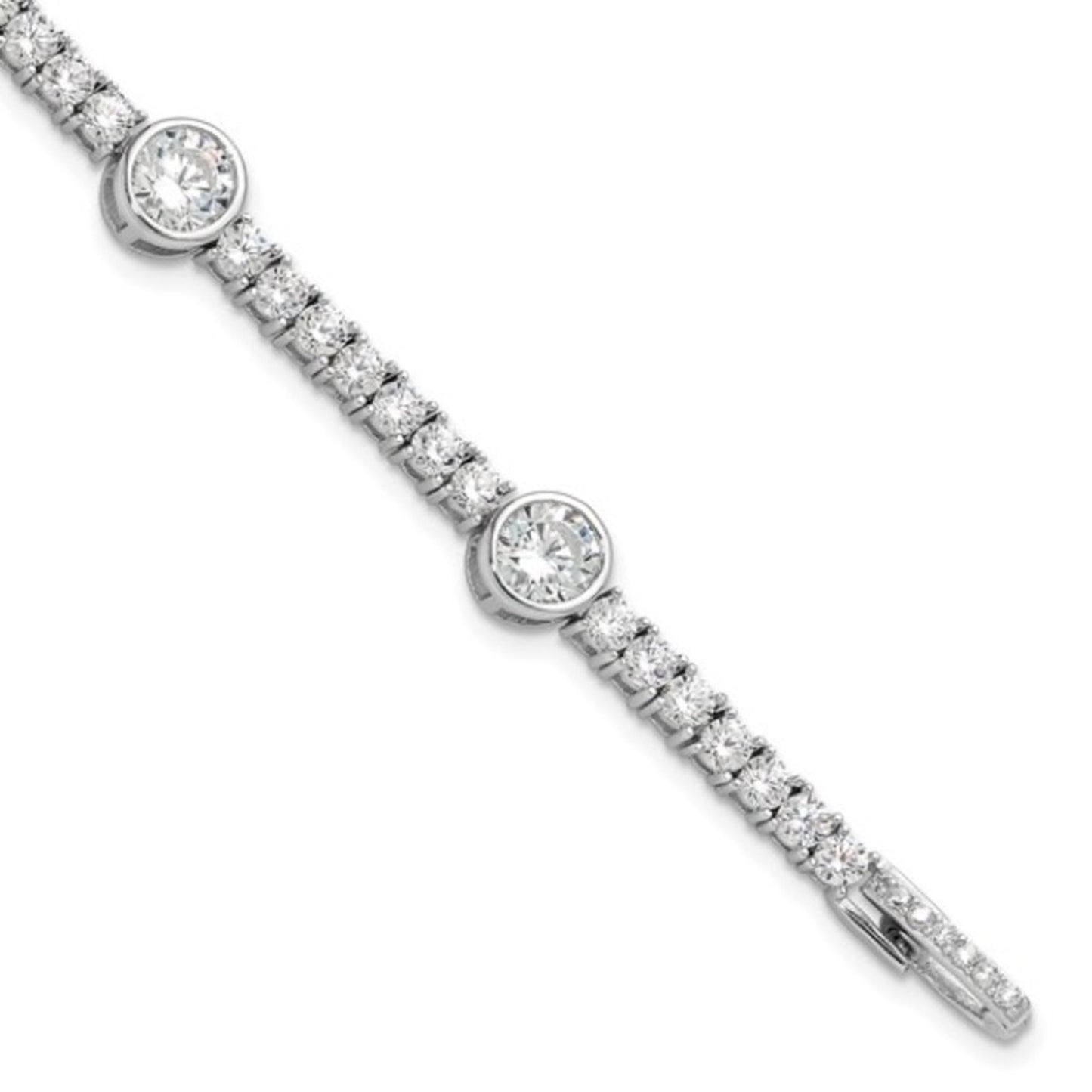 Sterling Silver Rhodium-plated Cubic Zirconia Tennis Bracelet