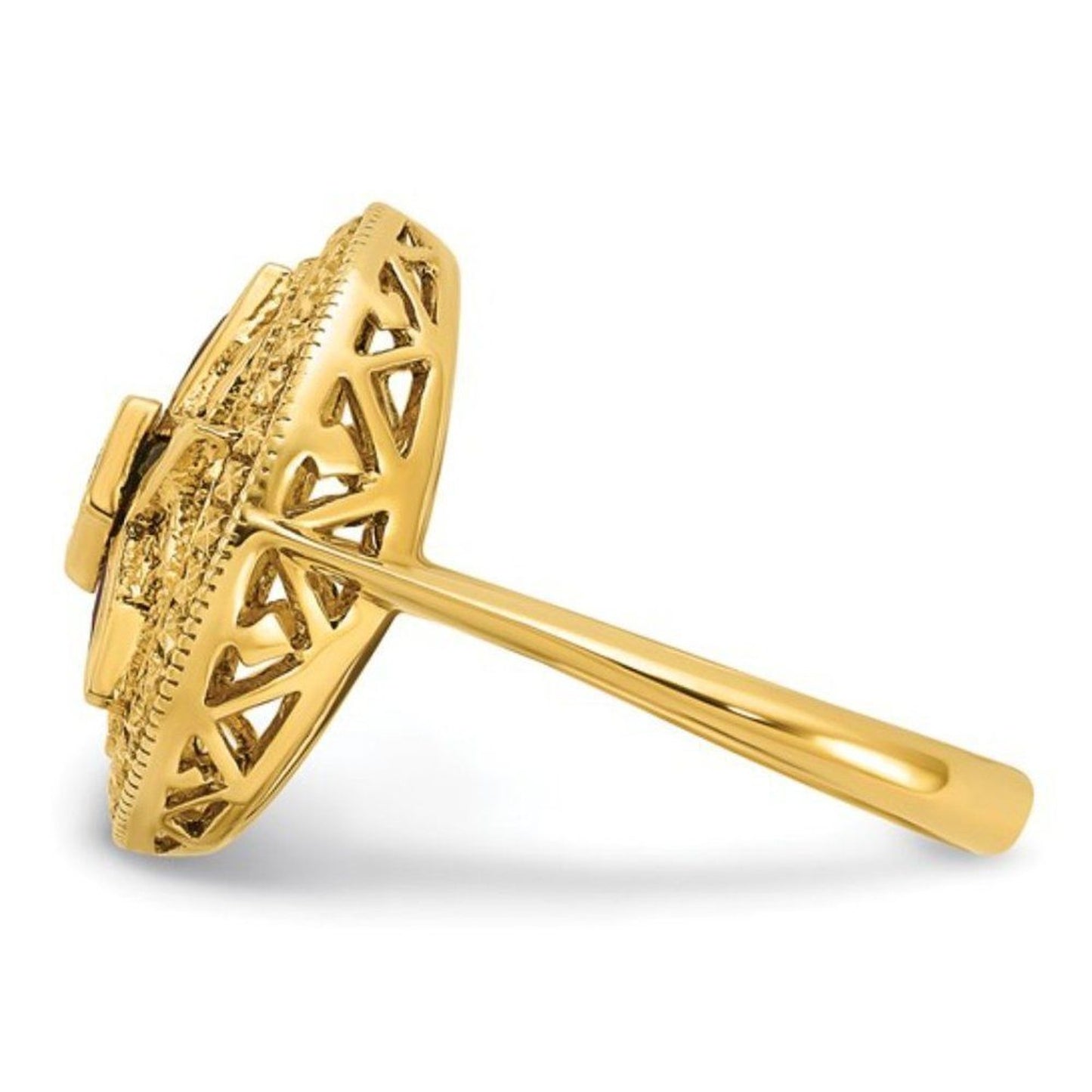 Stylish 14k Yellow Gold Eastern Star Masonic Ring for Women