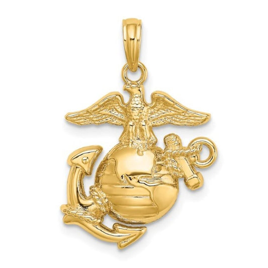 10K Yellow Gold U.S. Marine Corps Pendant – Solid Gold | Made in the USA