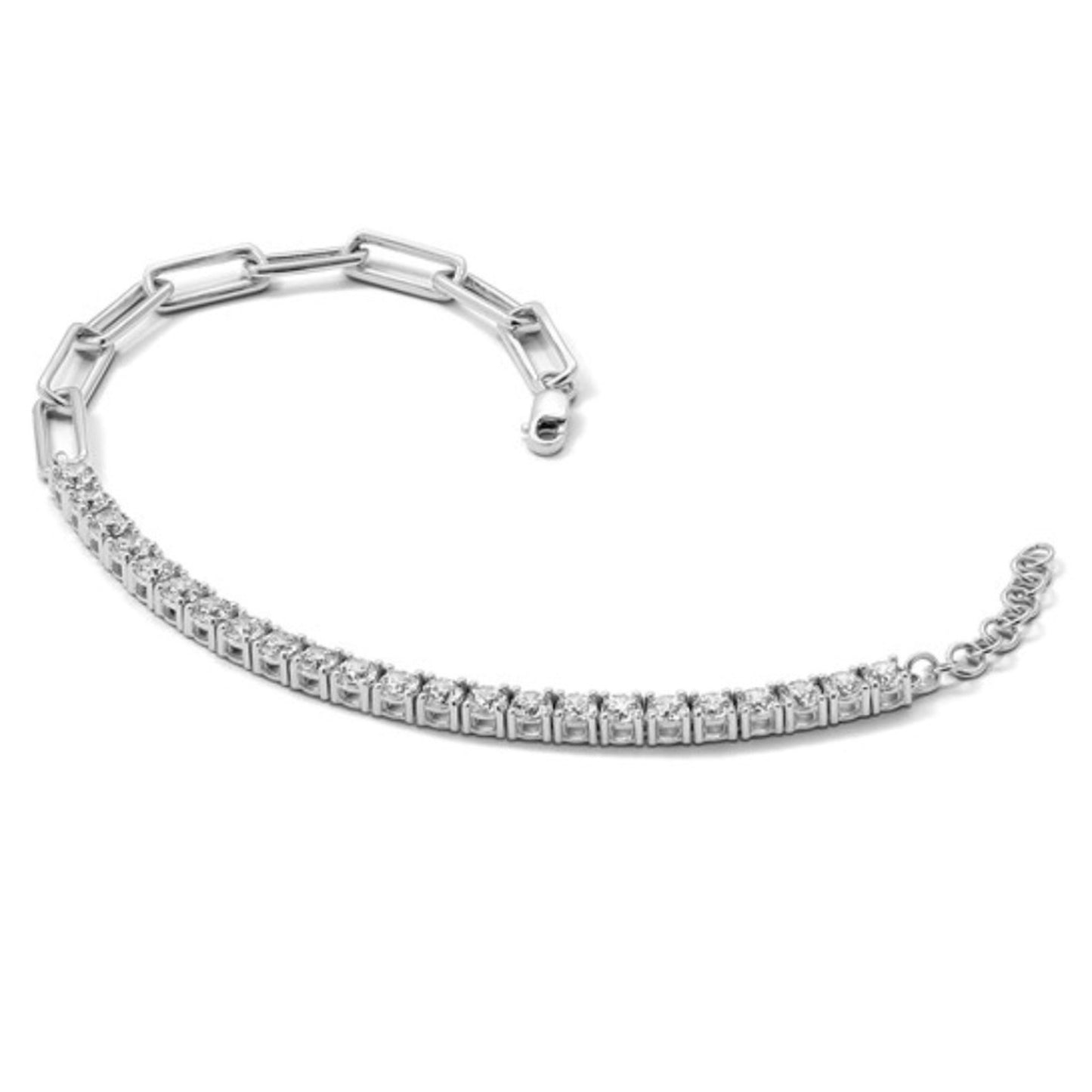 14k White Gold 3 3/4ct Lab Grown Diamond Half Paperclip Tennis Bracelet