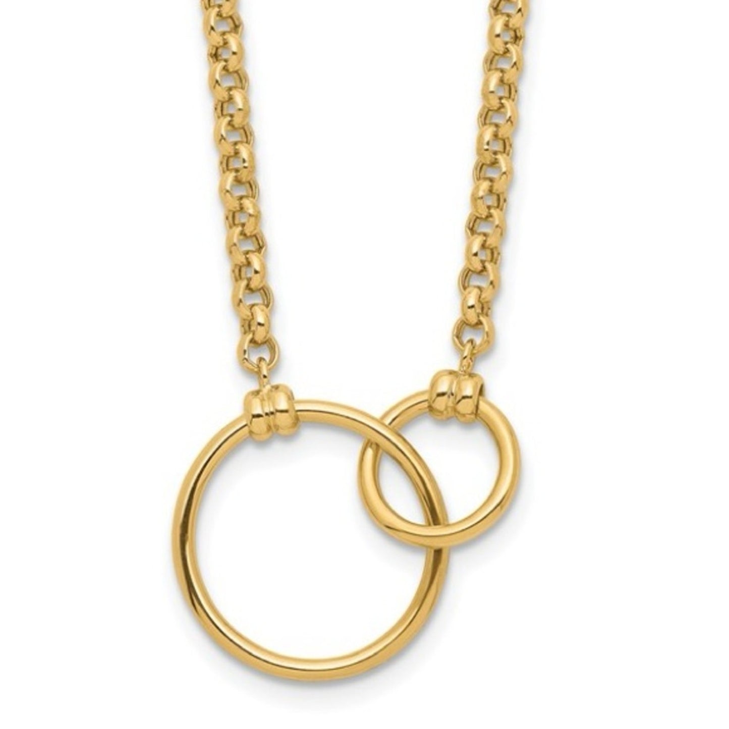 Leslie’s 10K Yellow Gold Polished Fancy 18" Rolo Chain with Circle Elements