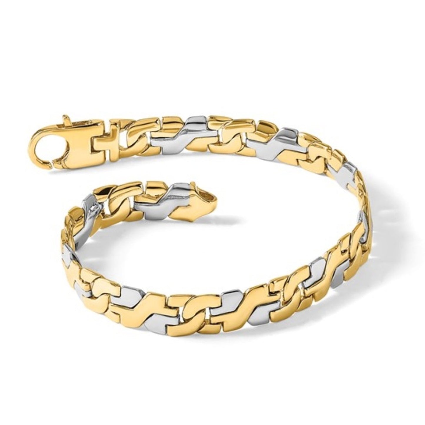 Solid 10K Two-Tone Gold 8.8mm Fancy Link Men’s Bracelet - 9" 32.67g