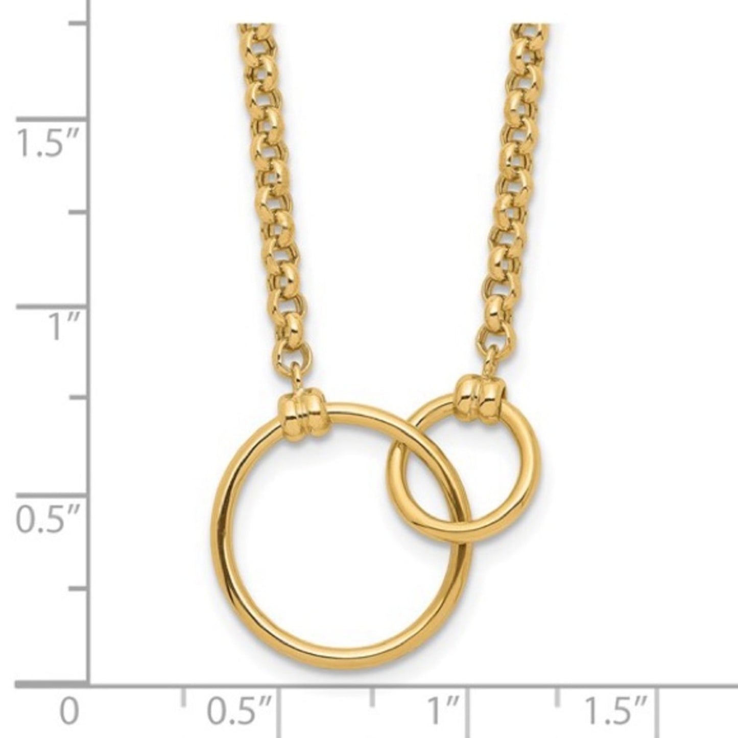 Leslie’s 10K Yellow Gold Polished Fancy 18" Rolo Chain with Circle Elements