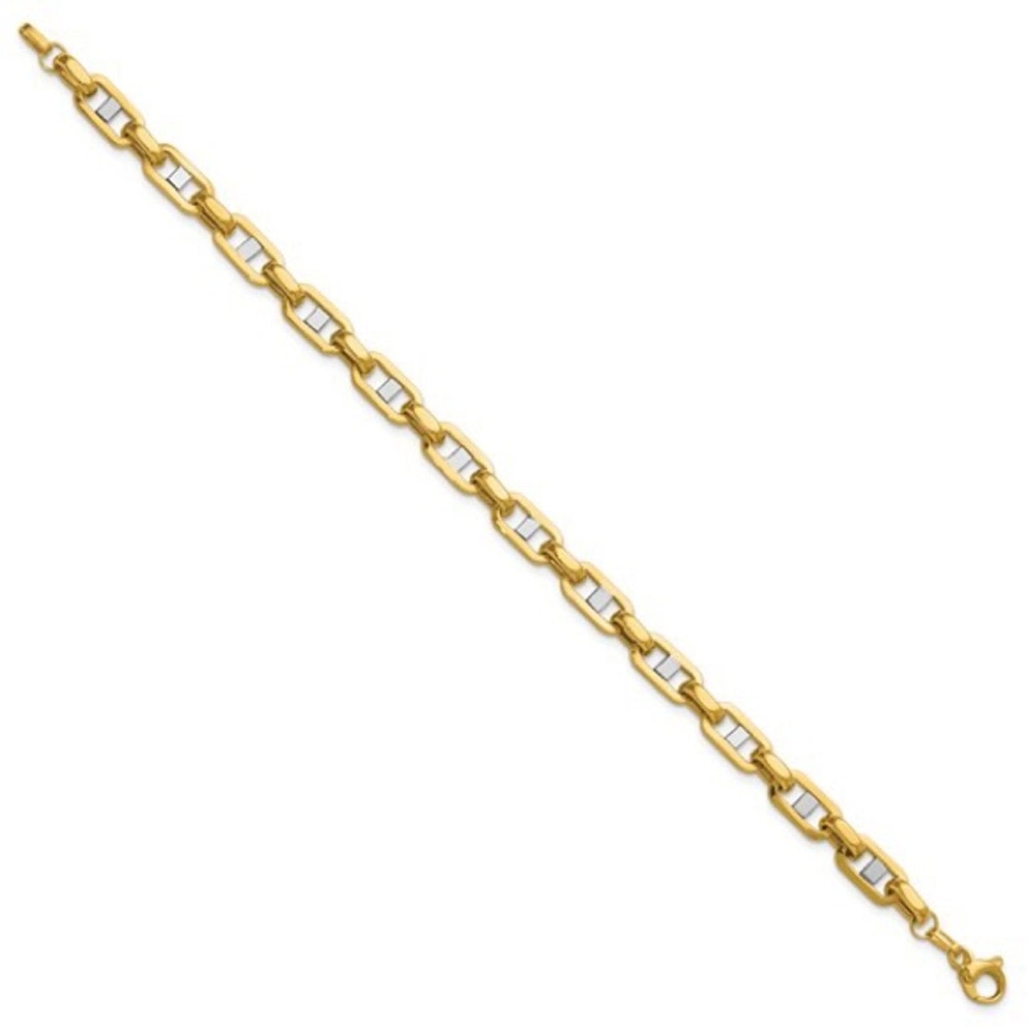 Leslie's 14K with White Rhodium Polished Fancy Flat Anchor Men's Link Bracelet
