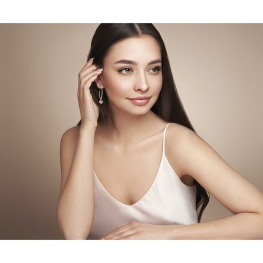 Certified 14k Gold Heart Bezel Lab Grown Diamond Dangle Hoops VS/F+