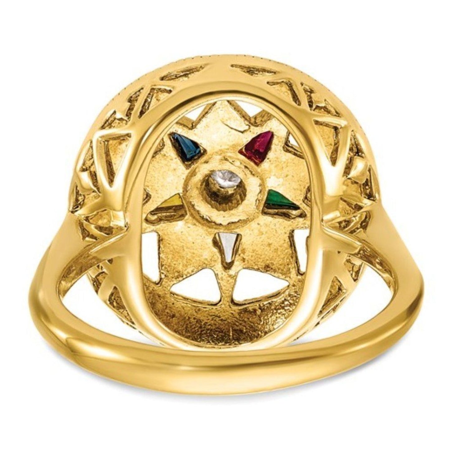 Stylish 14k Yellow Gold Eastern Star Masonic Ring for Women