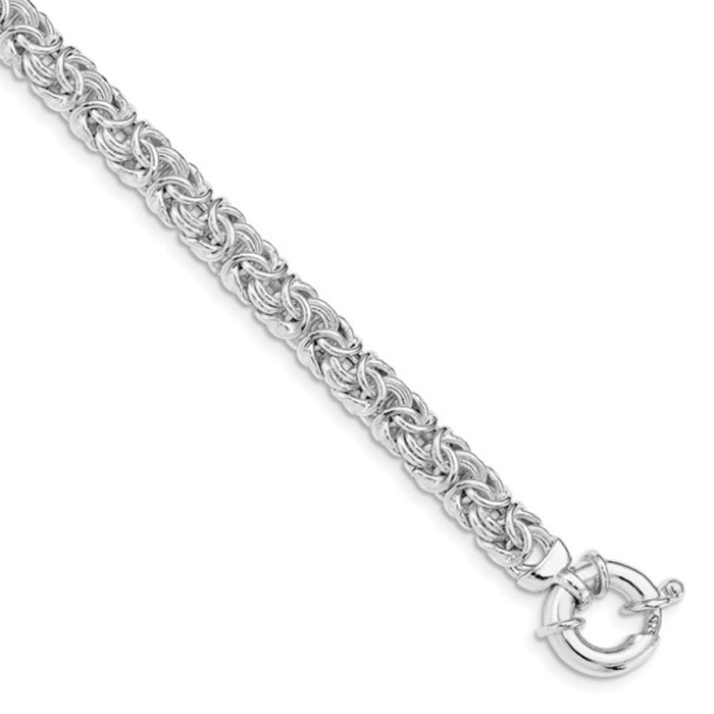 New Sterling Silver Byzantine Bracelet with spring ring clasp. 7.5 inches long