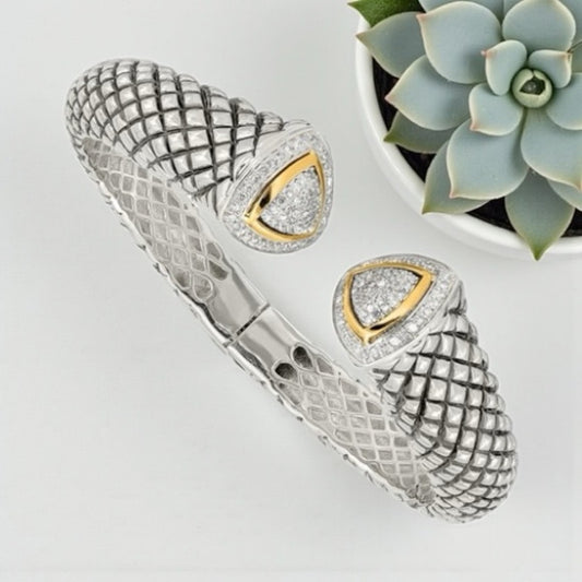 Shey Couture Sterling Silver & 14K Gold Diamond Cuff Bracelet – 0.55 CTW