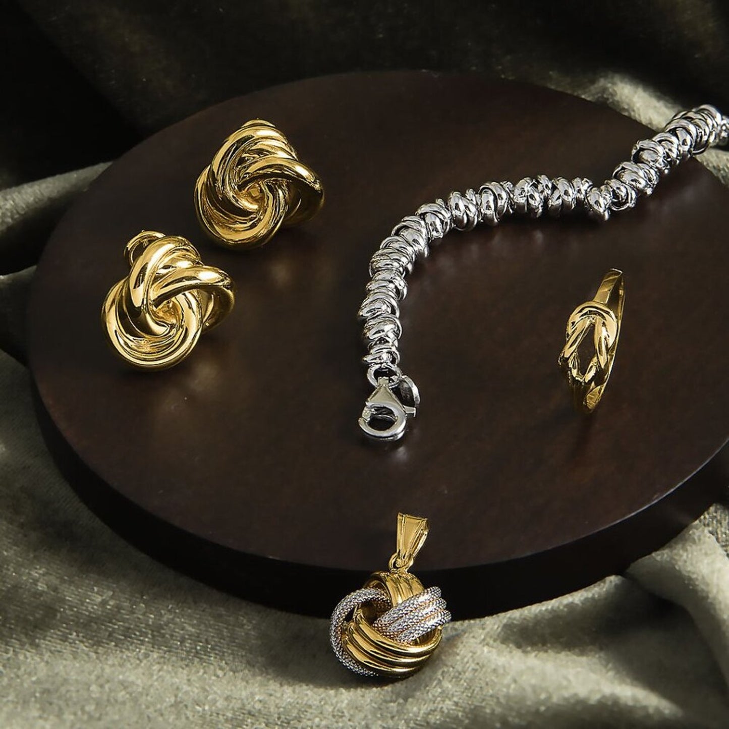 Sterling Silver Rhodium Love Knot Link Bracelet - 7.5” New