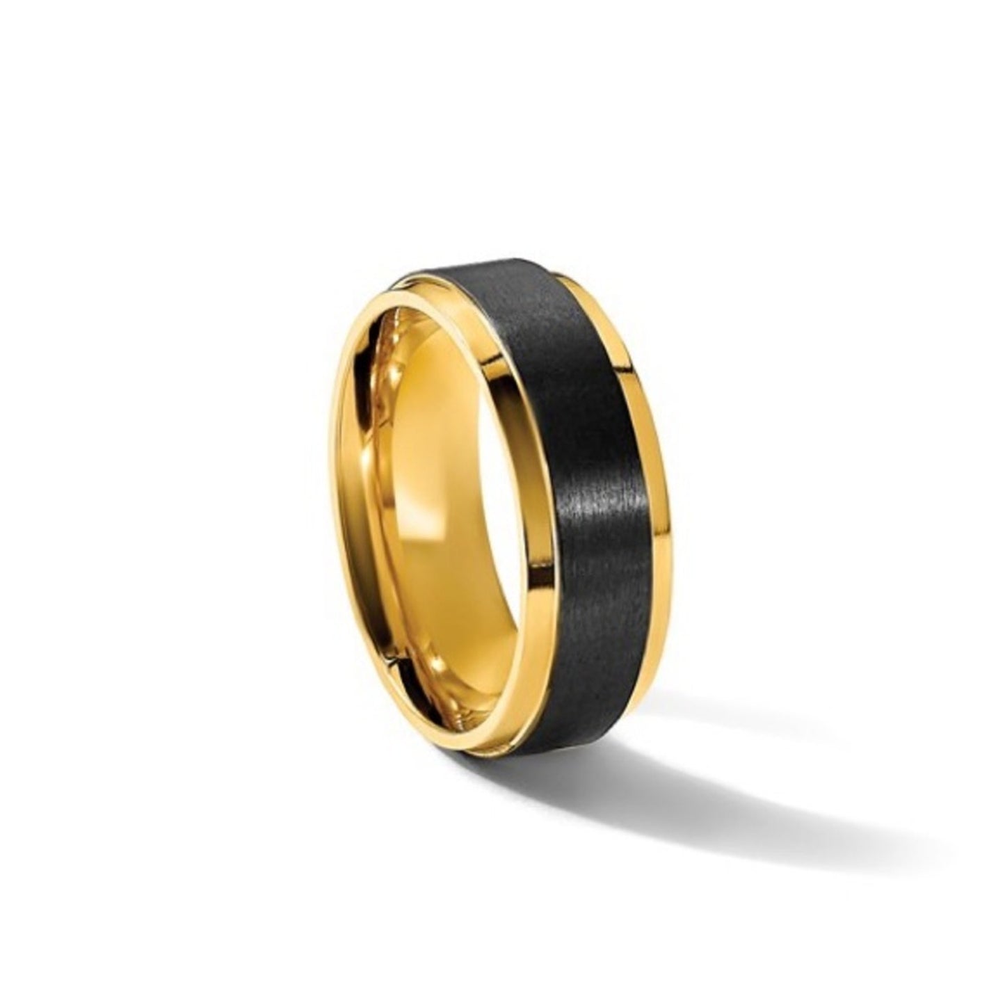 Chisel Black Zirconium & Gold IP-Plated 8mm Wedding Band - Two tone