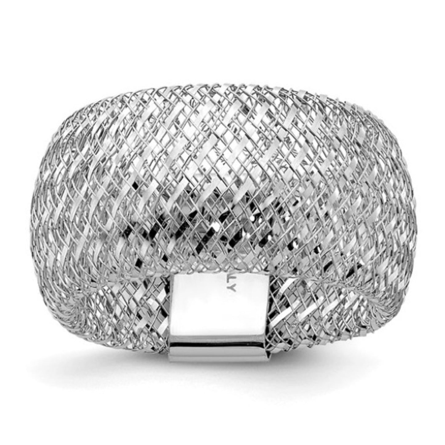 Leslie's 14k White Gold Diamond-Cut Flexible Stretch Ring – Italian Design