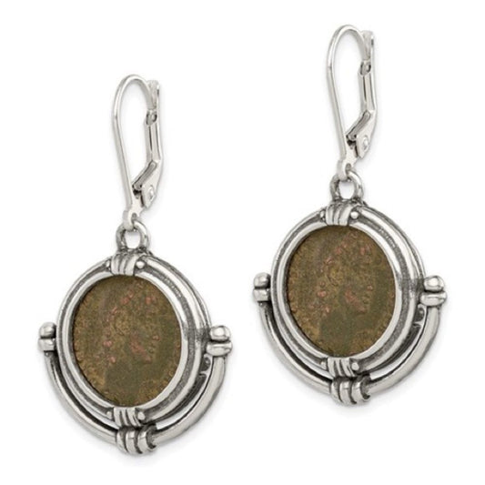 .925 Sterling Silver Ancient Coin Earrings with Certificate of Authenticity