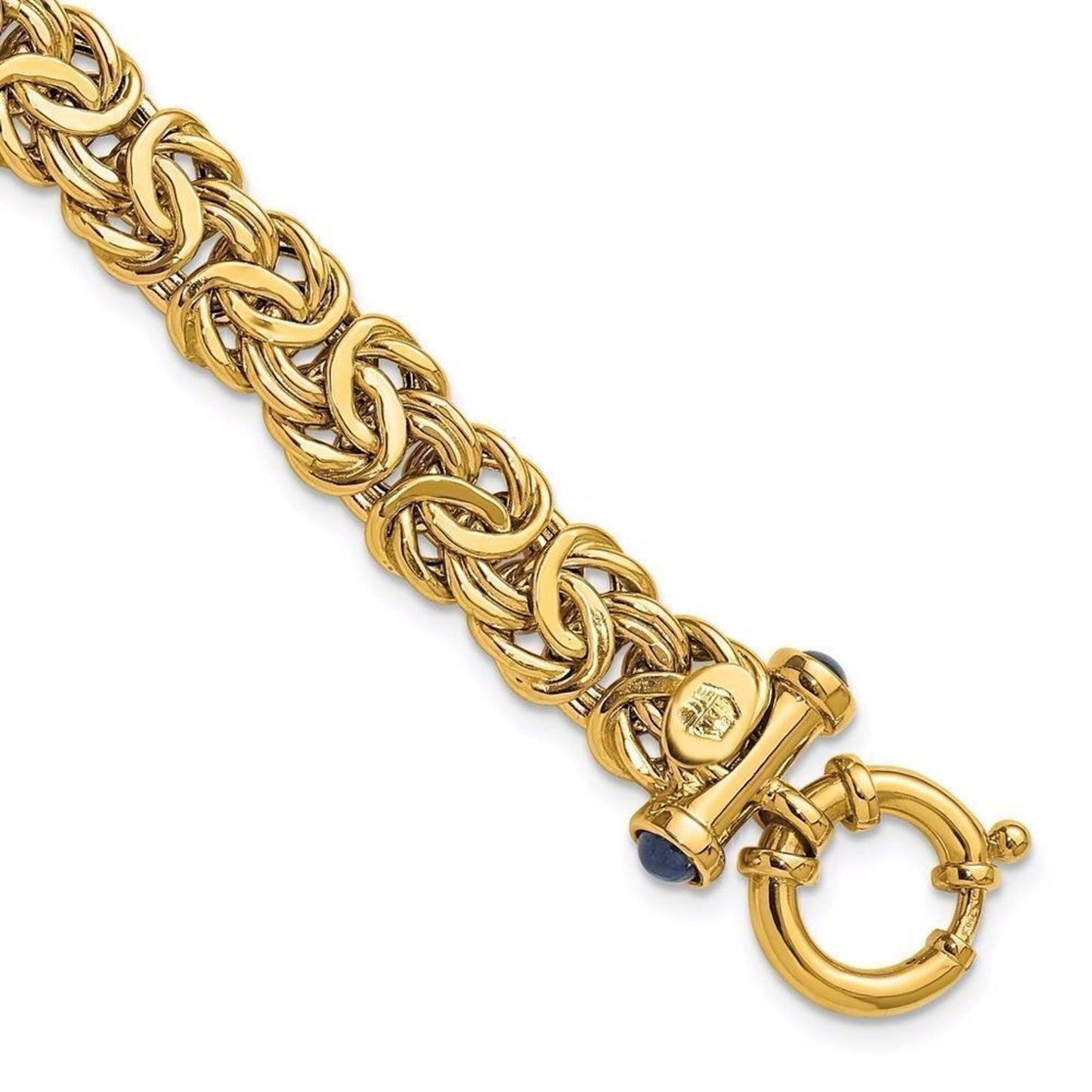 18k Gold Byzantine Bracelet with Sapphires: 7.5 inches long. Made in Italy