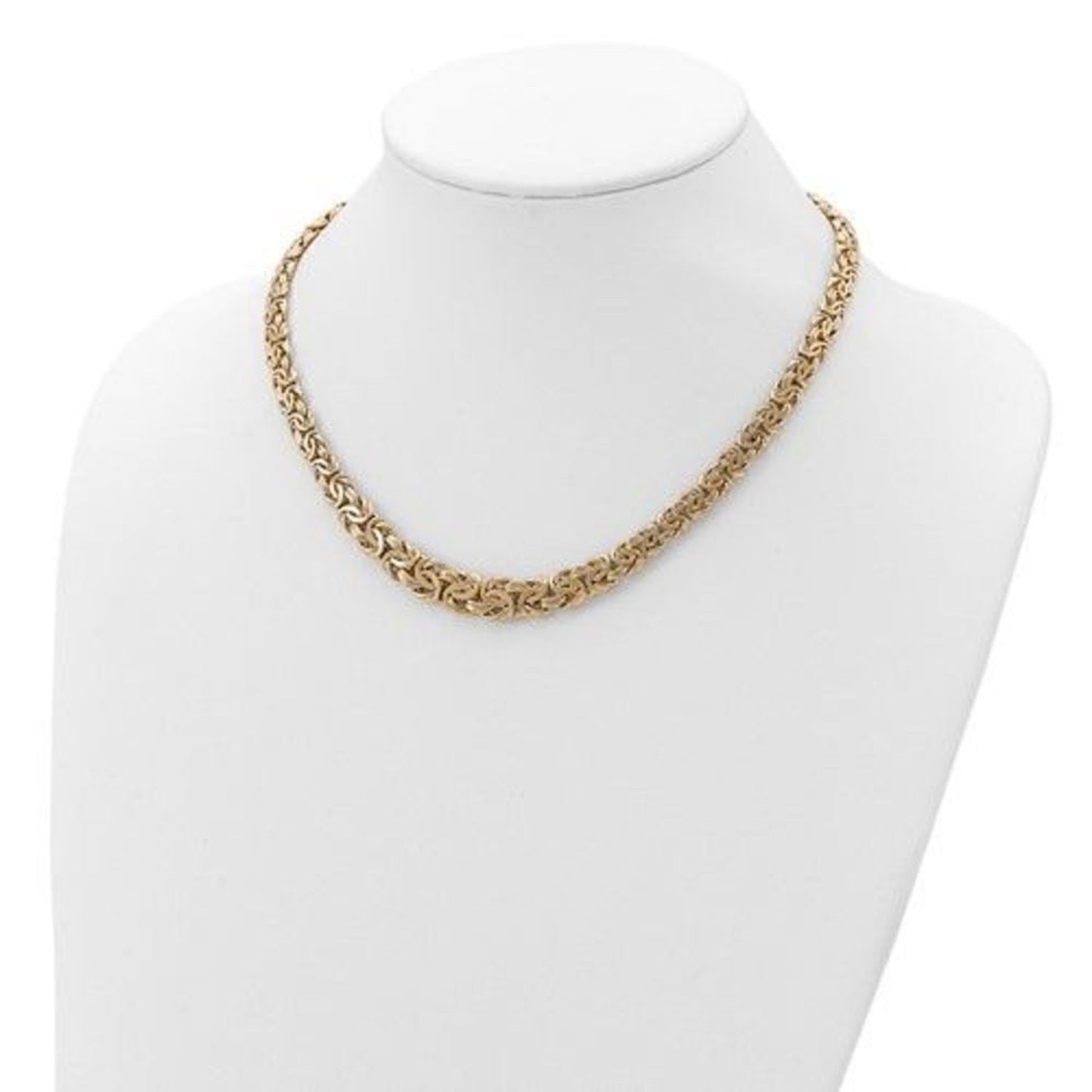 Herco 18K Polished and Textured 7.5mm Byzantine 18 inch Necklace