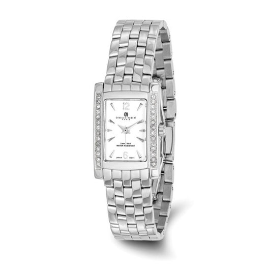 Charles Hubert Ladies Stainless Steel Watch - Swarovski Crystal Bezel - NEW