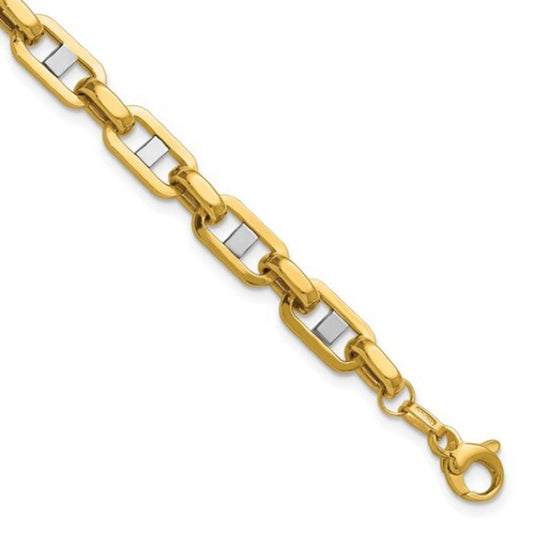 Leslie's 14K with White Rhodium Polished Fancy Flat Anchor Men's Link Bracelet