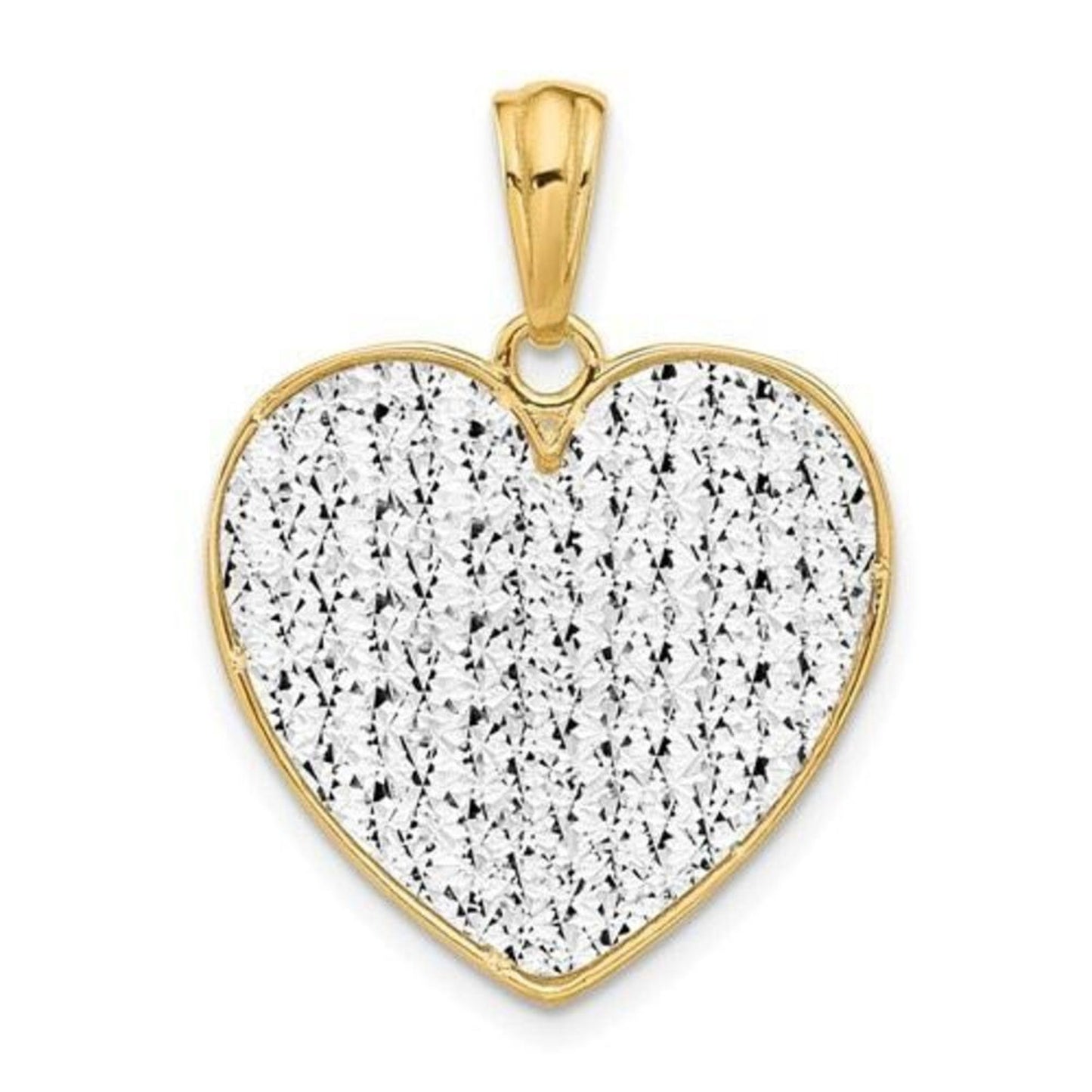 Leslie's 14K Two-tone Polished and Diamond cut Heart Pendant, brand new