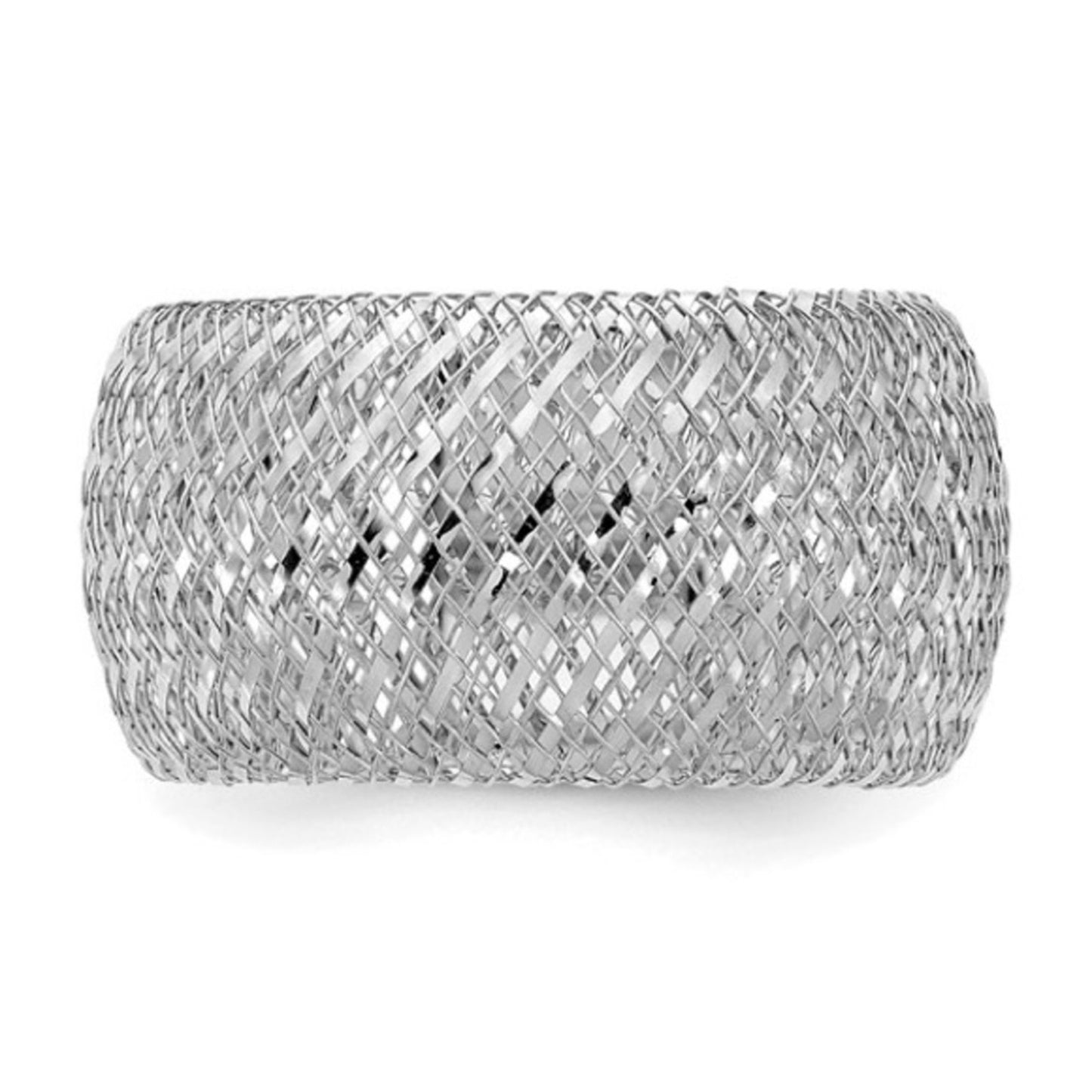 Leslie's 14k White Gold Diamond-Cut Flexible Stretch Ring – Italian Design