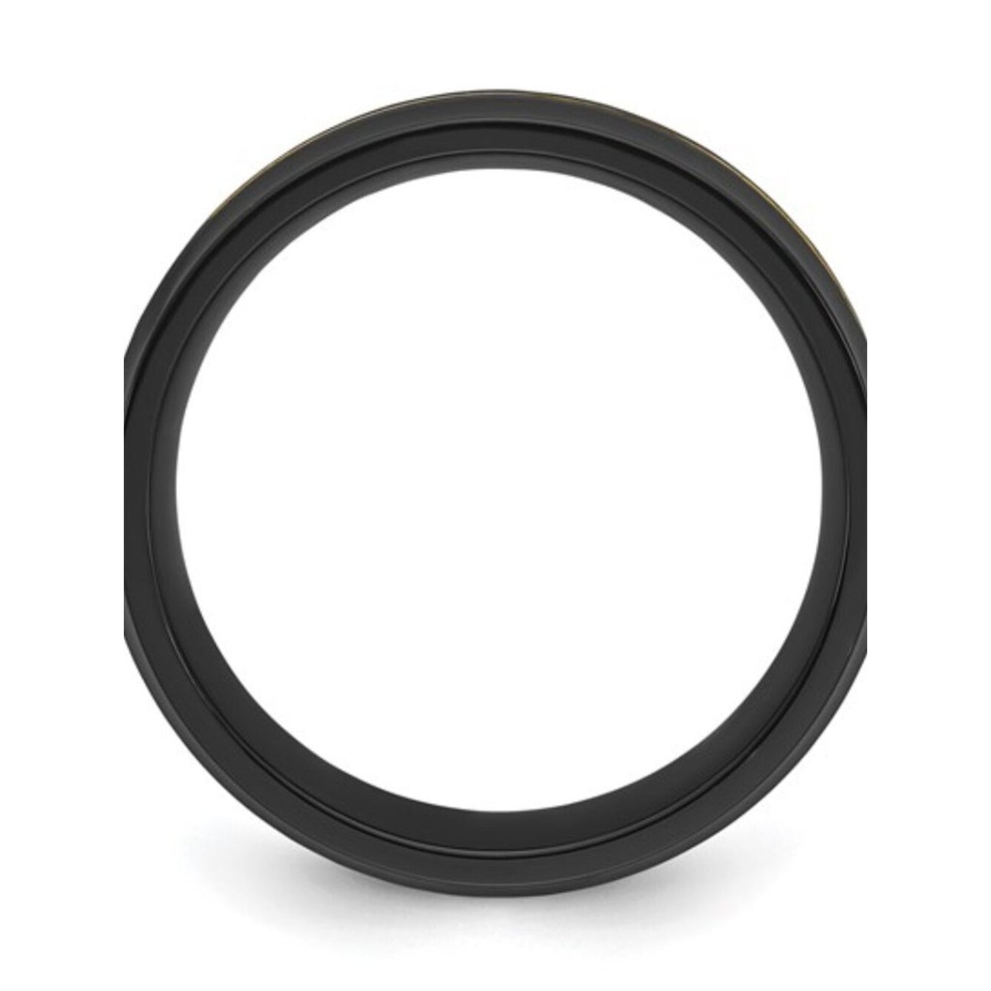 NWT Chisel Black Zirconium 8mm Wedding Band Yellow Gold IP Polished Accents