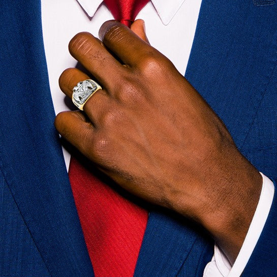 IBGoodman 14k Two-Tone Diamond Masonic Ring 32°