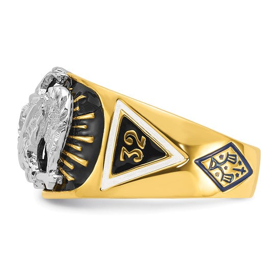 IBGoodman 14k Two-Tone Diamond Masonic Ring 32°