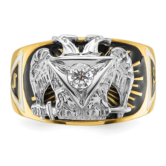 IBGoodman 14k Two-Tone Diamond Masonic Ring 32°