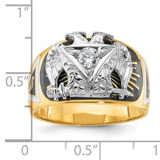 IBGoodman 14k Two-Tone Diamond Masonic Ring 32°