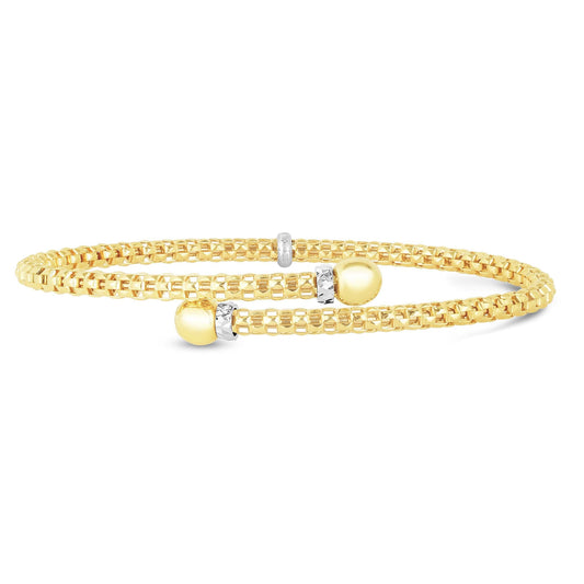 14K Gold Two-tone Small Bypass Popcorn Bangle