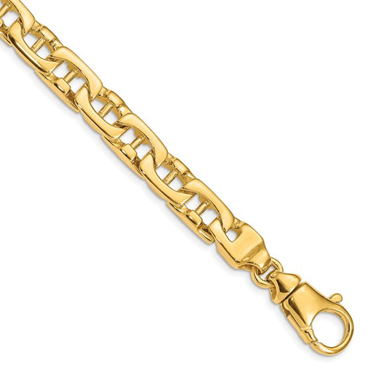 14K Yellow Gold 8.5” Men’s 8.5mm Hand-Polished Fancy Link Bracelet with Lobster Clasp
