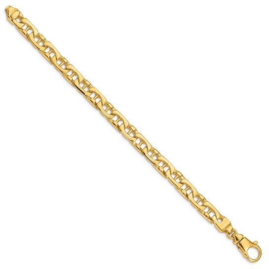 14K Yellow Gold 8.5” Men’s 8.5mm Hand-Polished Fancy Link Bracelet with Lobster Clasp