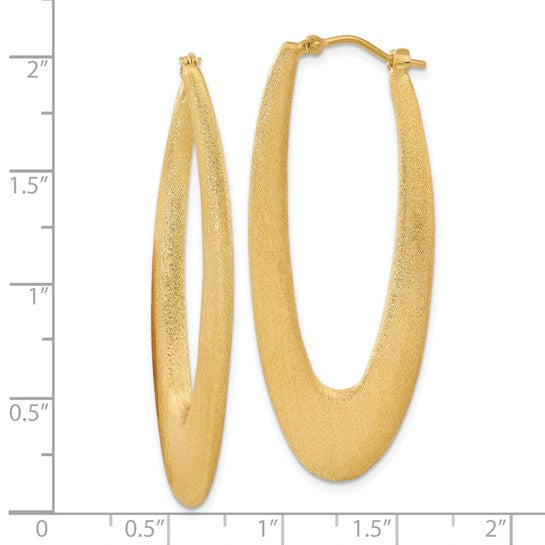 Affordable Expressions Sterling Silver Gold-Plated Elongated Brushed Oval Hoop Earrings – Made in Italy