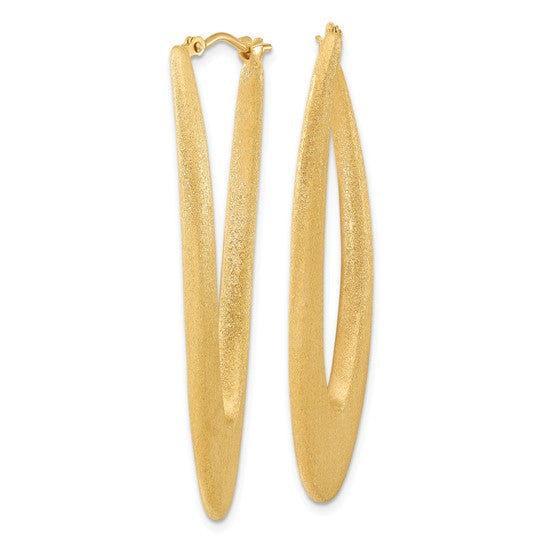 Affordable Expressions Sterling Silver Gold-Plated Elongated Brushed Oval Hoop Earrings – Made in Italy